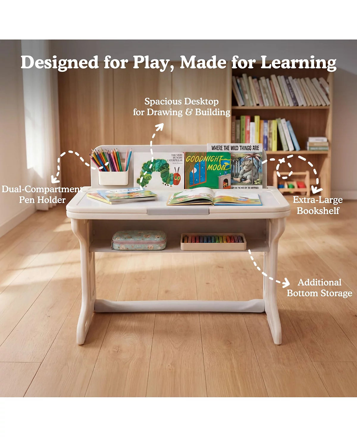 Kids Table and Chair Set, Activity Desk for Drawing, Reading, Building Blocks, and Play