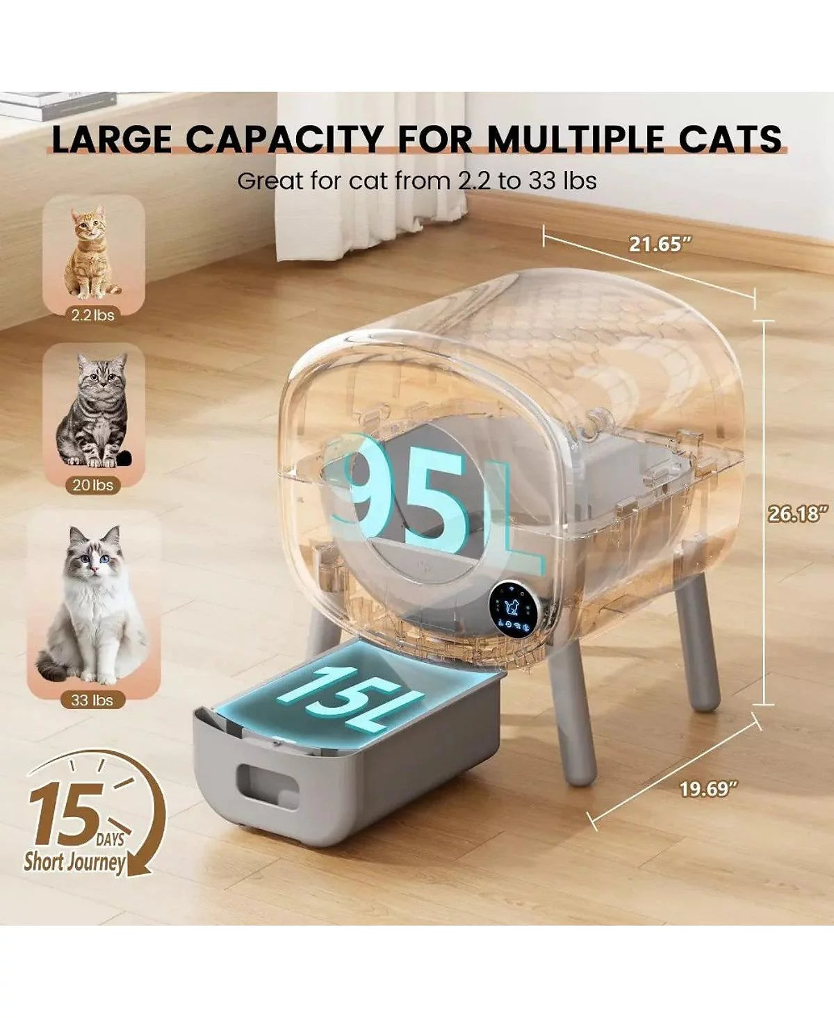 Smart Self-Cleaning Cat Litter Box with App Control