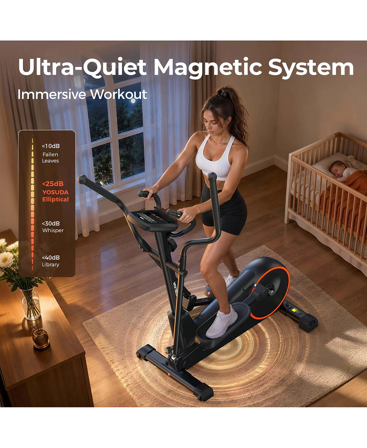 Yosuda EM6 Compact Elliptical Machine for Home, 16-Level Magnetic Resistance