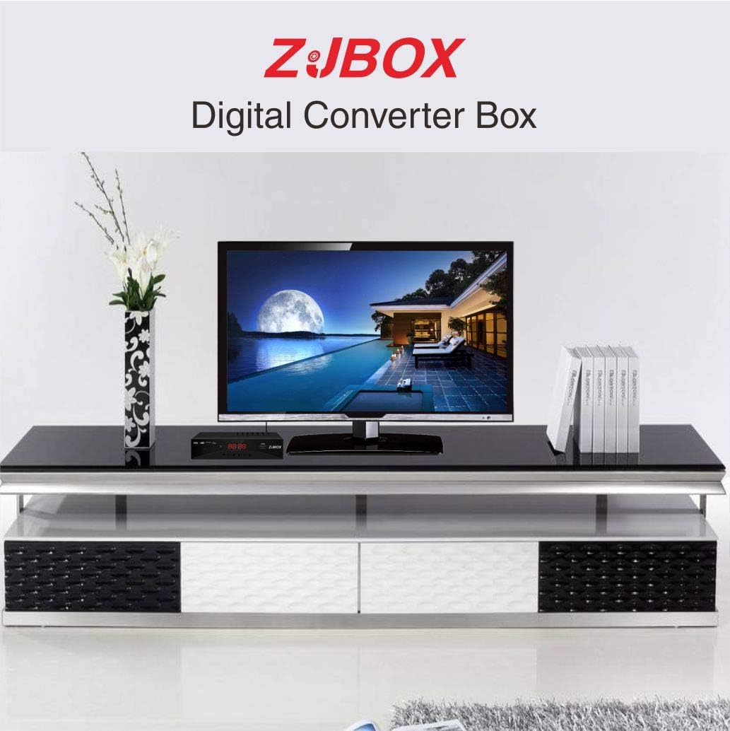 Digital TV Converter Box, ATSC Tv Tuner - ZJBOX for Analog HDTV Live 1080P with Recording&Playback,HDMI Output, Timer Setting Tuner Function Digital Channel Free