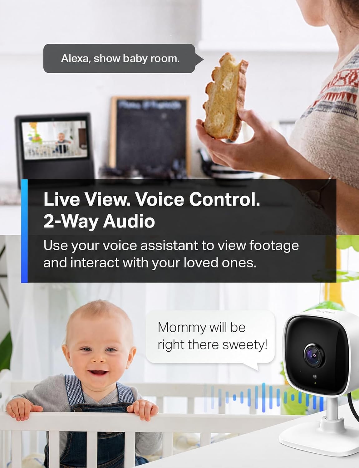 1080P Indoor Security Camera, Baby Monitor, Dog Camera, Wired