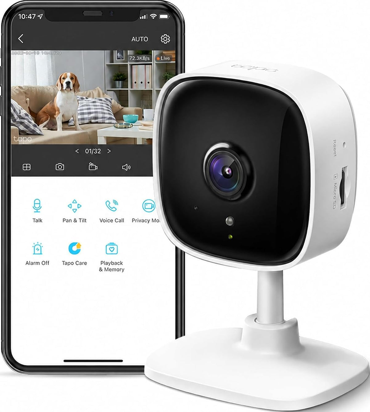 1080P Indoor Security Camera, Baby Monitor, Dog Camera, Wired