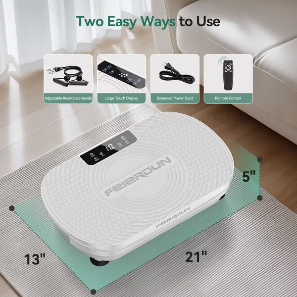 FEIERDUN Vibration Plate Exercise Machine,Curved Vibration Plate for Lymphatic Drainage Weight Loss,Workout Equipment for Women Men Home,LED Display