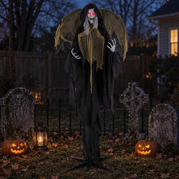 8.2 FT Halloween Standing Witch, Poseable Halloween Prop for Haunted House, Garden, Yard