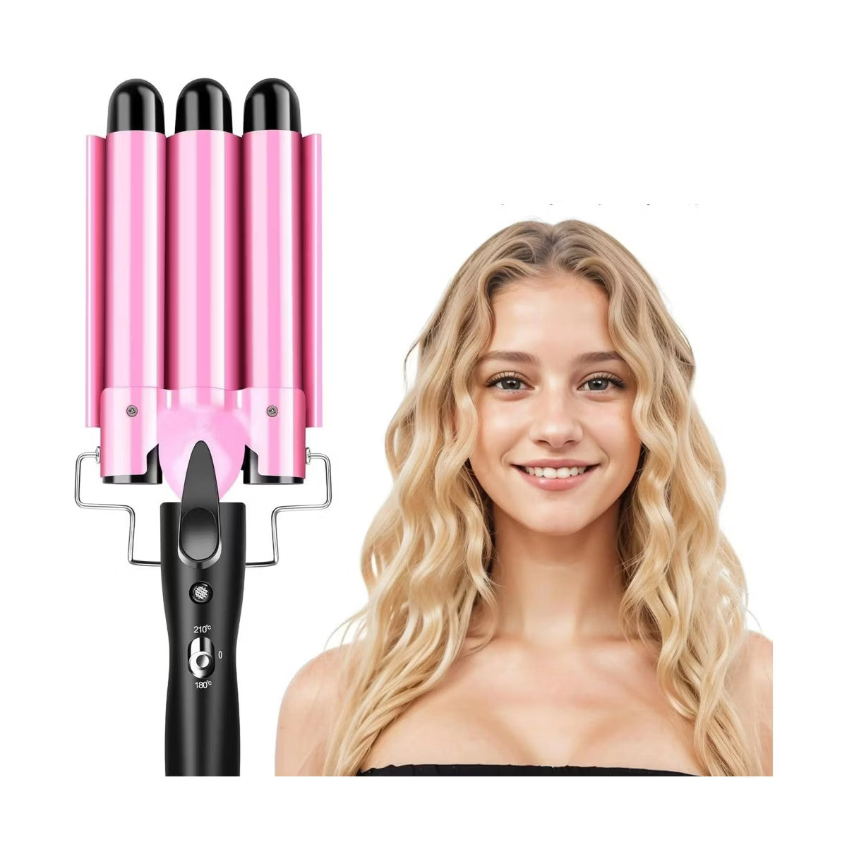 Morfone 22mm Adjustable Temp Triple Barrel Curling Iron Hair Curler Ceramic Coating