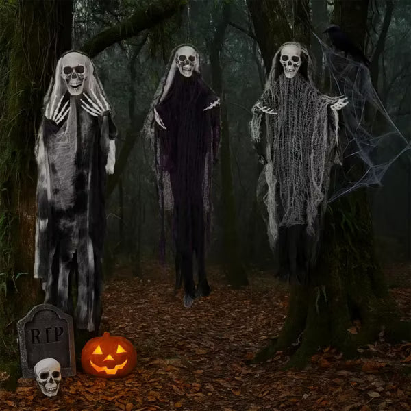 3-Pack Hanging Halloween Decorations, 45.7in, 39.4in & 36in, Indoor Outdoor Tree, Porch & Yard Decor