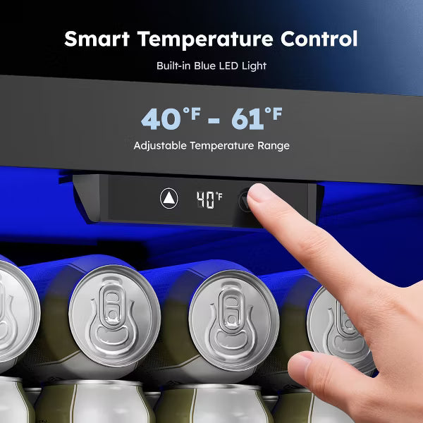 EUHOMY Compact Beverage Refrigerator- Mini Fridge with Temperature Control- Black