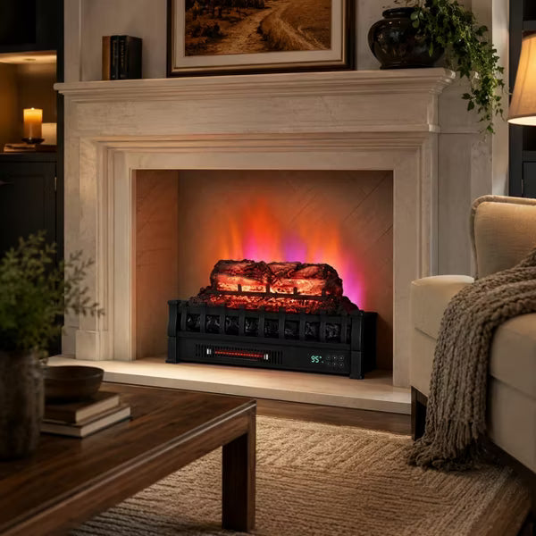 Garvee 23" Electric Fireplace Log Heater, Pine Flame, 5 Flame & 5 Bright, Remote