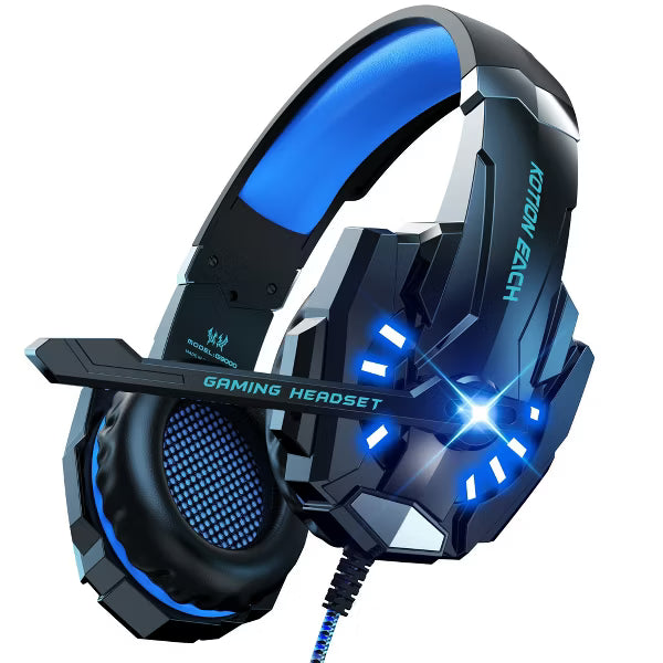 Gaming Headset with Microphone, Compatible with PS4 PS5 Xbox One PC Laptop, Over-Ear Headphones with LED Light, Noise Canceling Mic