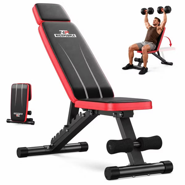 FED FITNESS Weight Bench with Headrest,Dual-Support Workout Bench with 10 Backrests and 660LBS Weight Capacity,Dumbbell & Strength Training