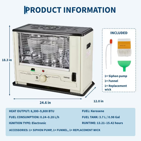 Garvee Portable Kerosene Heater, 9800 BTU Kerosene Space Heater, 360 Degree Radiant Heat, No Electricity Needed