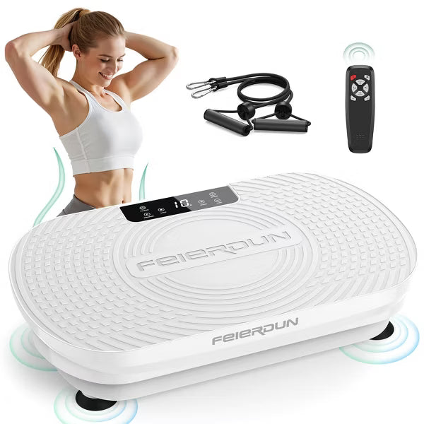 FEIERDUN Vibration Plate Exercise Machine,Curved Vibration Plate for Lymphatic Drainage Weight Loss,Workout Equipment for Women Men Home,LED Display