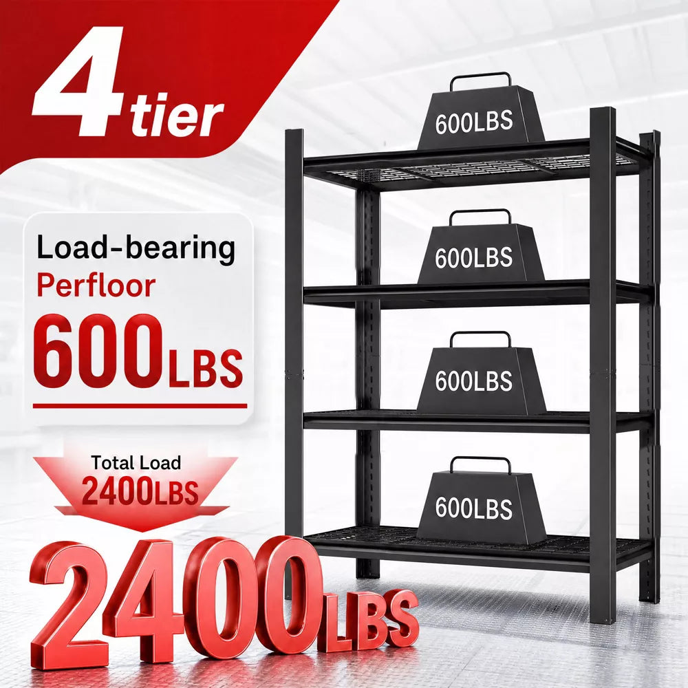 VIYET 60" H Heavy Duty Metal Shelving Unit, 4 Tier Adjustable Storage Rack with 2240 LBS Capacity, Garage Shelf Organizer for Pantry