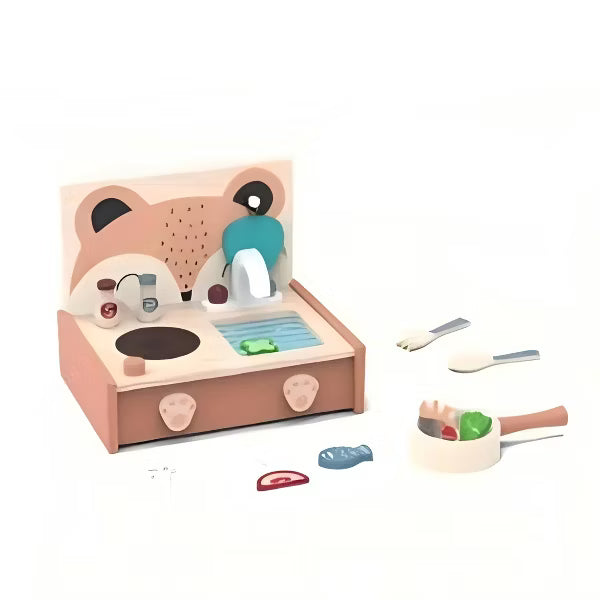 Garvee Wooden Play Kitchen Stove for Kids, Pretend Cooking Set with Rotating Knobs & Utensils, Toddler Toy Stove for Ages 3+, 12.6"x9.8"x10.6"