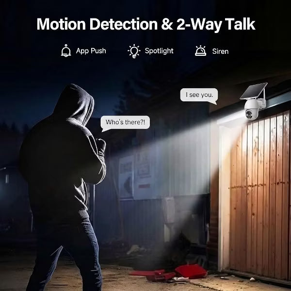 4G Security Camera, No WiFi Solar Powered Wireless Outdoor Camera with Built in SIM Card, 2K Color Night Vision,PIR Motion Detection 2 Way Talk