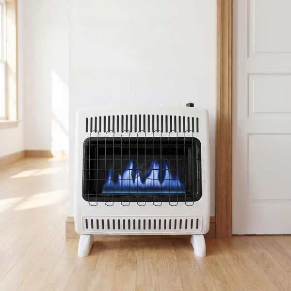 Romswi 30000 BTU Blue Flame Natural Gas Heater, Vent Free Indoor Space Heater with Thermostat, ODS Safety, Wall Mount, Heats Up to 1400 Sq. Ft.