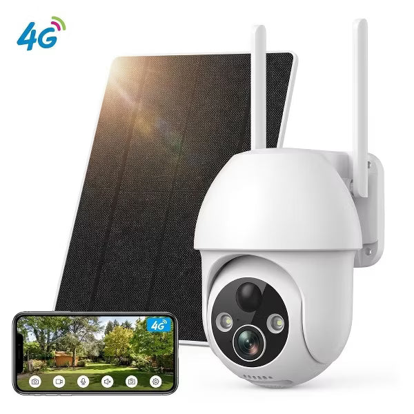 4G Security Camera, No WiFi Solar Powered Wireless Outdoor Camera with Built in SIM Card, 2K Color Night Vision,PIR Motion Detection 2 Way Talk