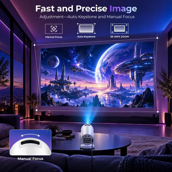 ELEPHAS Roku TV Smart Projector, Built-in Roku TV Streaming Experience, Dolby Audio, Wi-Fi Bluetooth Portable Home and Outdoor Theater
