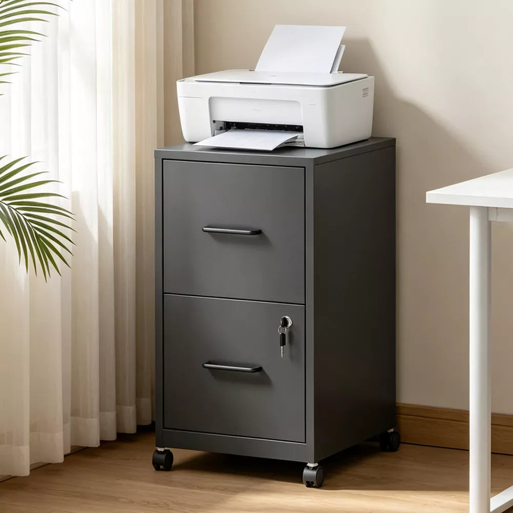 VIYET 2 Drawer Mobile File Cabinet with Lock, Rolling Metal Filing Cabinet for Letter & Legal Files, Office Storage with Anti-Tip Kit