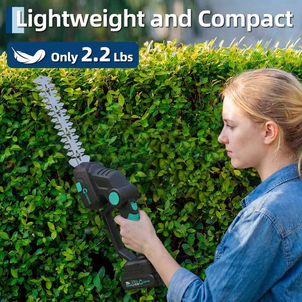 Garvee 2-in-1 Cordless Grass Shear & Shrub Trimmer, Hedge Trimmer, Rechargeable Handheld Garden Cutter for Small Yards & Lawn Edges, Lake Blue