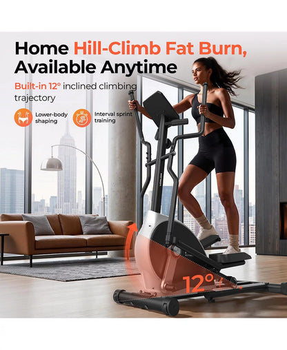 YOSUDA Magnetic Front Drive Elliptical 18.5" Stride, Adjustable Resistance Home Cardio Machine with LCD and Non-Slip Pedals
