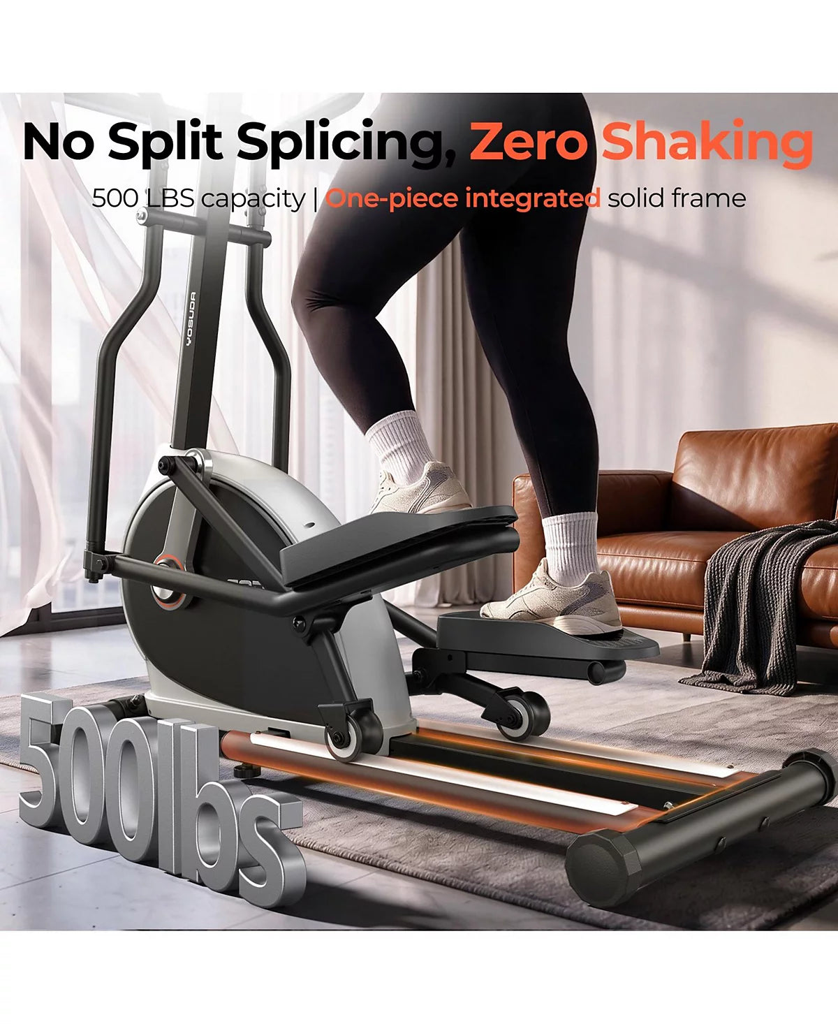 YOSUDA Magnetic Front Drive Elliptical 18.5" Stride, Adjustable Resistance Home Cardio Machine with LCD and Non-Slip Pedals