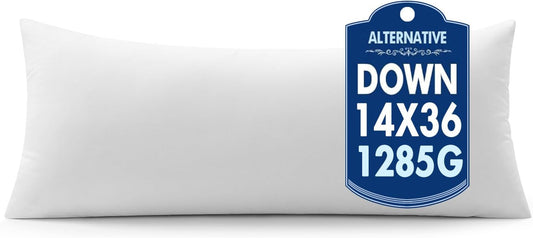 14x36 Synthetic Down Alternative Pillow Insert Decorative Throw Pillow 14 x 36 Inch Body Bed Sleeping Ultra Soft Fluffy Form for Sofa Couch Bed