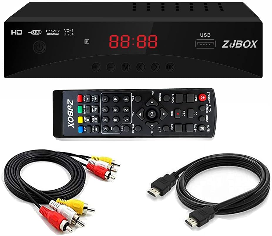 Digital TV Converter Box, ATSC Tv Tuner - ZJBOX for Analog HDTV Live 1080P with Recording&Playback,HDMI Output, Timer Setting Tuner Function Digital Channel Free