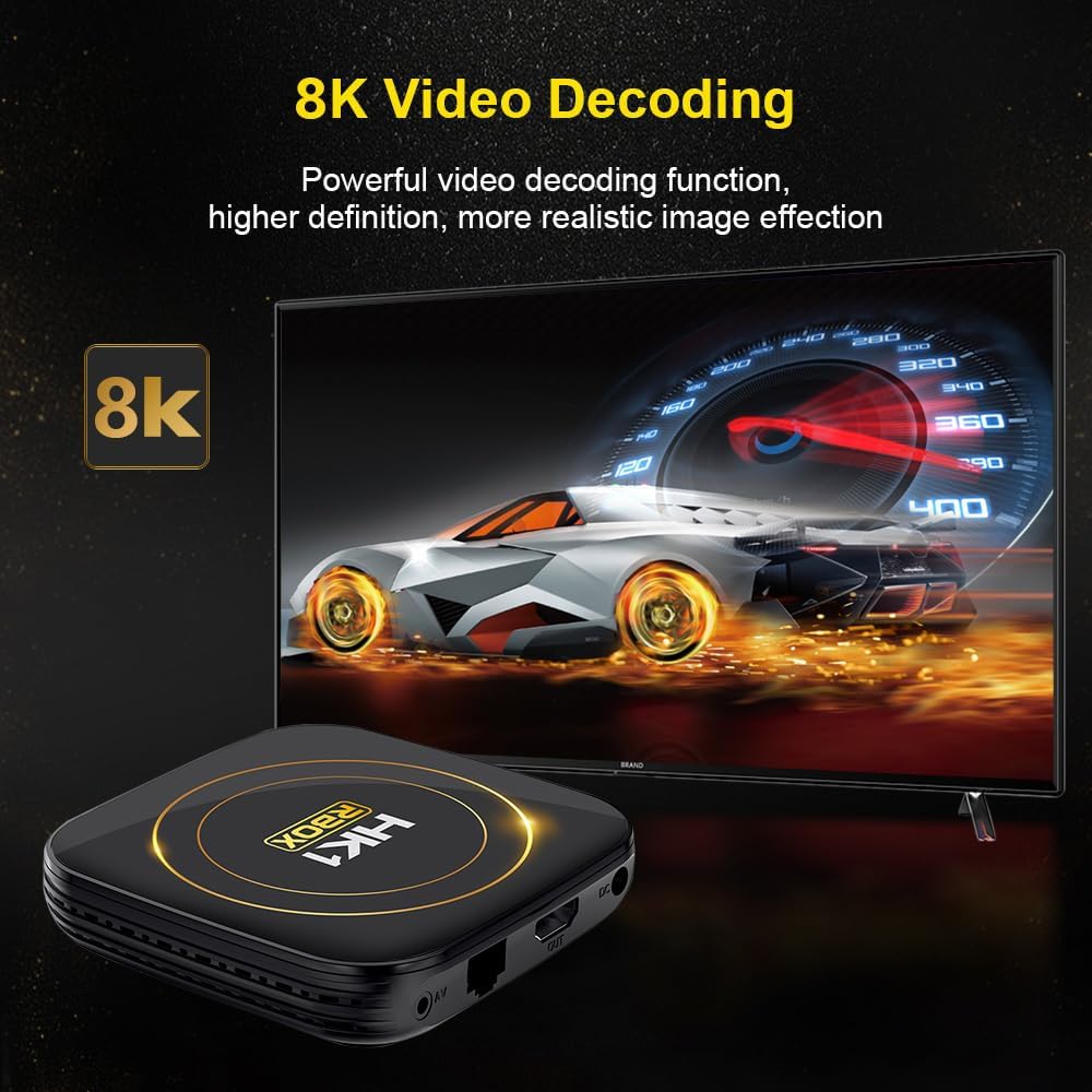 Android TV Box 2026, Android 12.0 TV Box with 8K Decoding 4GB RAM 32GB ROM Allwinner H618 Quad-Core, 2.4GHz/5.0GHz WiFi6 Bluetooth 4.0+, Support H.265/USB 2.0/8K Ultra HD