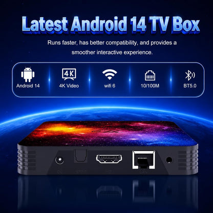 Android TV Box 14.0 ,4GB+64GB, 8K Video Support,USB 2.0/3.0