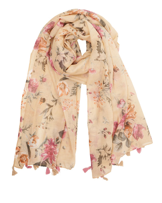 Large Boho Scarf for Women Lightweight Floral Printed Scarves Fall Winter Fashion Fringed Shawl wraps