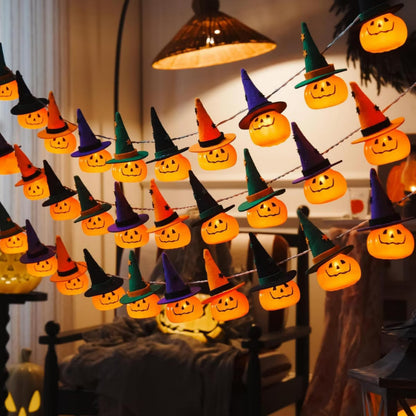 Laukingdom 10 LED Halloween Pumpkin String Lights, 4.9 FT Halloween Fairy Light Decor for Indoor Outdoor Party Decor