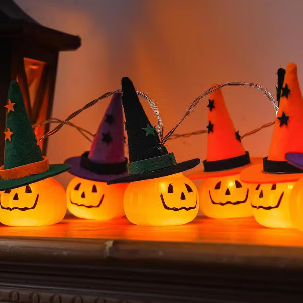 Laukingdom 10 LED Halloween Pumpkin String Lights, 4.9 FT Halloween Fairy Light Decor for Indoor Outdoor Party Decor