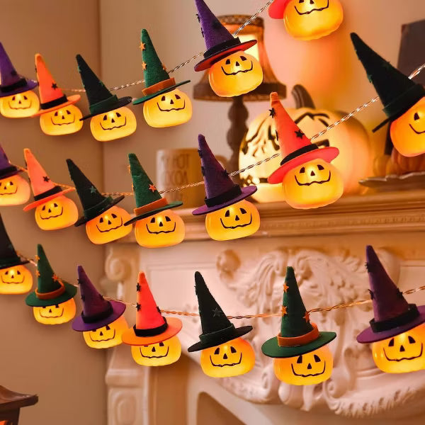 Laukingdom 10 LED Halloween Pumpkin String Lights, 4.9 FT Halloween Fairy Light Decor for Indoor Outdoor Party Decor