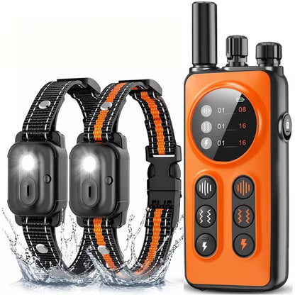 Dog Shock Collar 2 Dogs (10-120Lbs) - 3300ft Dog Training Collar with Remote, Real-time Dual-Channel Control with 3 Training Modes, IPX7 Waterproof E-Collar with Light