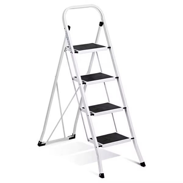 FED FITNESS 4 Step Ladder, Upgo Folding Step Stool with Extra Wide Anti-Slip Pedal, 330lbs Lightweight Portable Sturdy Steel Ladders with Handgrip