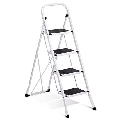 FED FITNESS 4 Step Ladder, Upgo Folding Step Stool with Extra Wide Anti-Slip Pedal, 330lbs Lightweight Portable Sturdy Steel Ladders with Handgrip