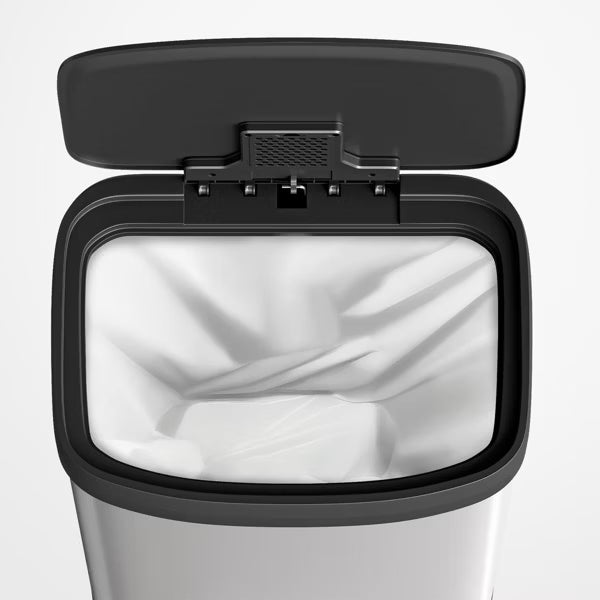 16 Gal Steel Kitchen Trash Can, Garbage Can with Lid, Large Capacity for Home or Office, White