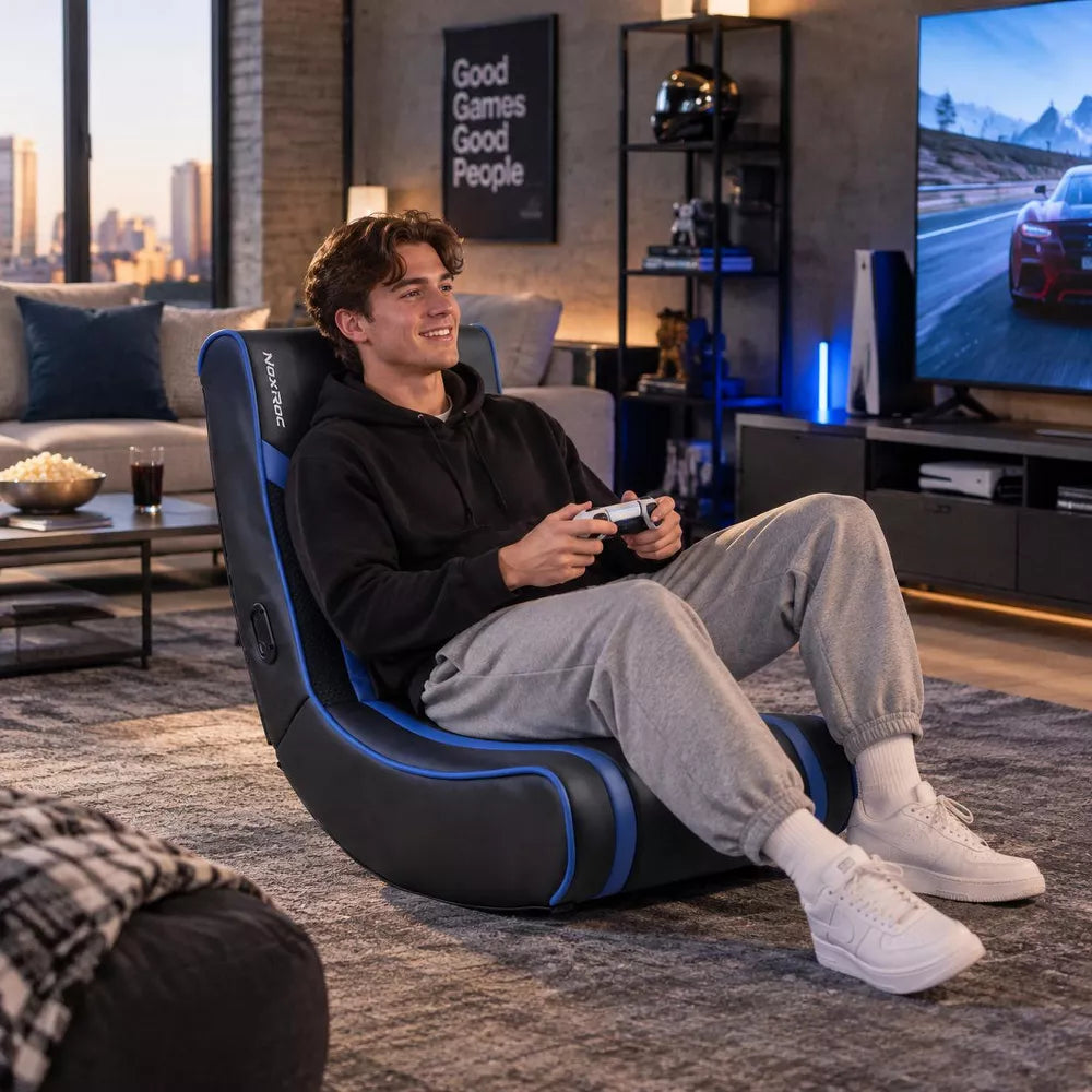 Floor Gaming Rocker Chair, Ergonomic Video Game Chair with High Density Foam Cushion,Portable Rocking Gaming Seat for Bedroom,Dorm,Game Room&Movie