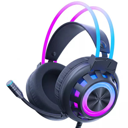 Pro USB Gaming Headset for PC, Computer Headphones with Noise-Cancelling Mic, 7.1 Surround Sound, RGB Light - Wired for PS4/PS5/Laptop