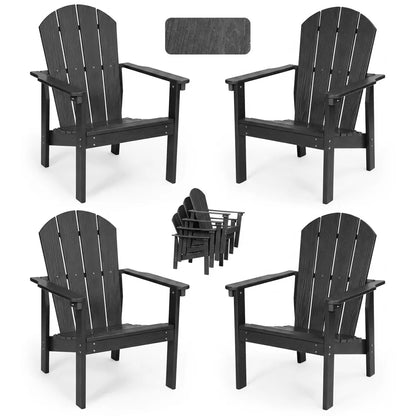 Garvee Stackable Adirondack Chair Set of 4, HDPE Outdoor, All-Weather, Space-Saving