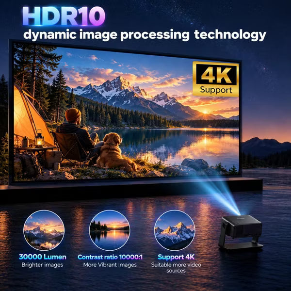 Mini Projector with Wifi and Bluetooth, Built-in Apps,Movie Projector 1080P Video Projector for Bedroom, Supports Smartphone/TV Stick/iPad/PS5/Laptop
