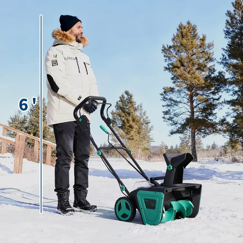 Garvee 21" Brushless Snow Blower – 180° Rotating Chute, Dual LED Headlights, 2-Pack 5.0Ah Batteries – Cordless Snow Thrower for Driveways, Walkways