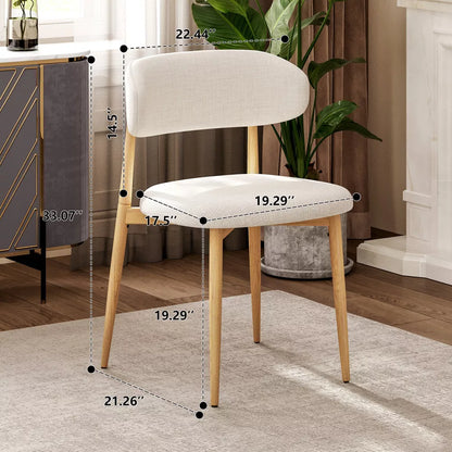 Wooden Dining Chairs Set of 2, Modern Fabric Upholstered Kitchen Side Chairs, Farmhouse Dining Room Chair with Foot Pegs