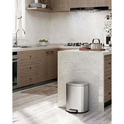 Garvee 9L Stainless Steel Step Trash Can for Bathroom Odor Sealing D-Shape, Stainless steel