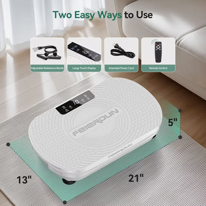 FEIERDUN Vibration Plate Exercise Machine,Curved Vibration Plate for Lymphatic Drainage Weight Loss,Workout Equipment for Women Men Home,LED Display