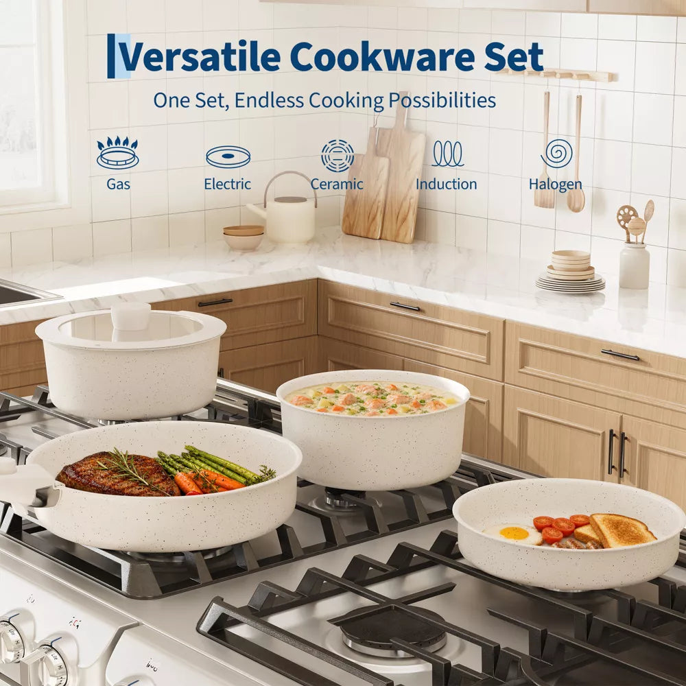 Garvee 19 Pcs Detachable Handle Pots and Pans Set Nonstick Cookware Set