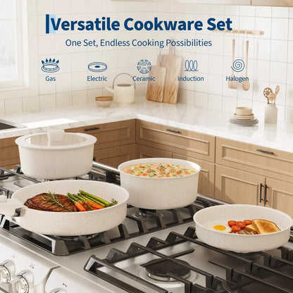 Garvee 19 Pcs Detachable Handle Pots and Pans Set Nonstick Cookware Set