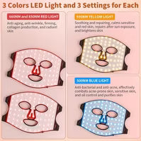 Morfone 3-Mode Red Light Therapy Mask 850nm Infrared Red Light Therapy Skincare Device Portable Light Therapy Mask For Home Skin Care