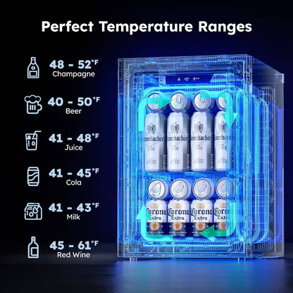 EUHOMY Compact Beverage Refrigerator- Mini Fridge with Temperature Control- Black